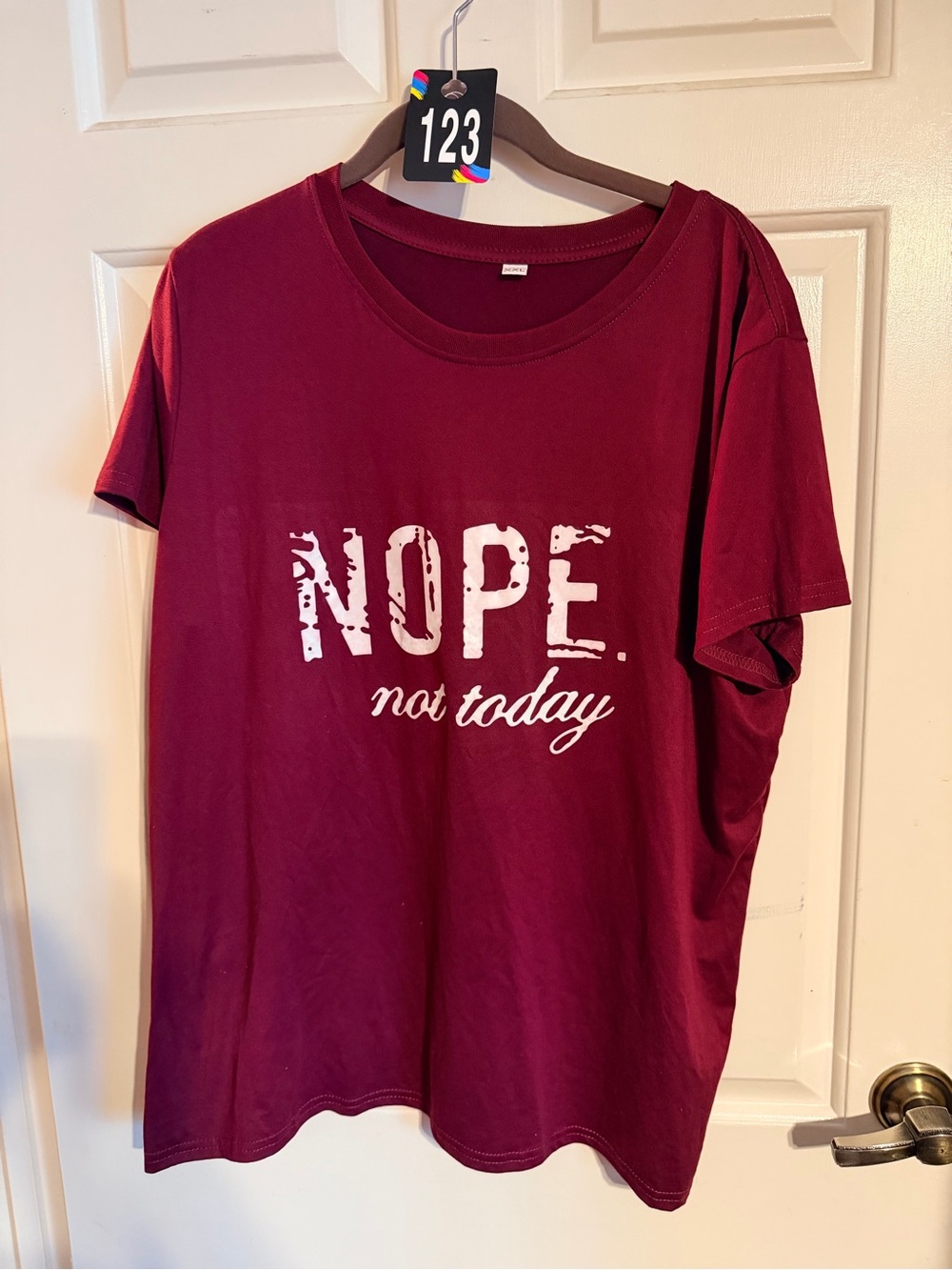 Women's 'NOPE not today' Graphic Tee - Burgundy Short Sleeve Shirt